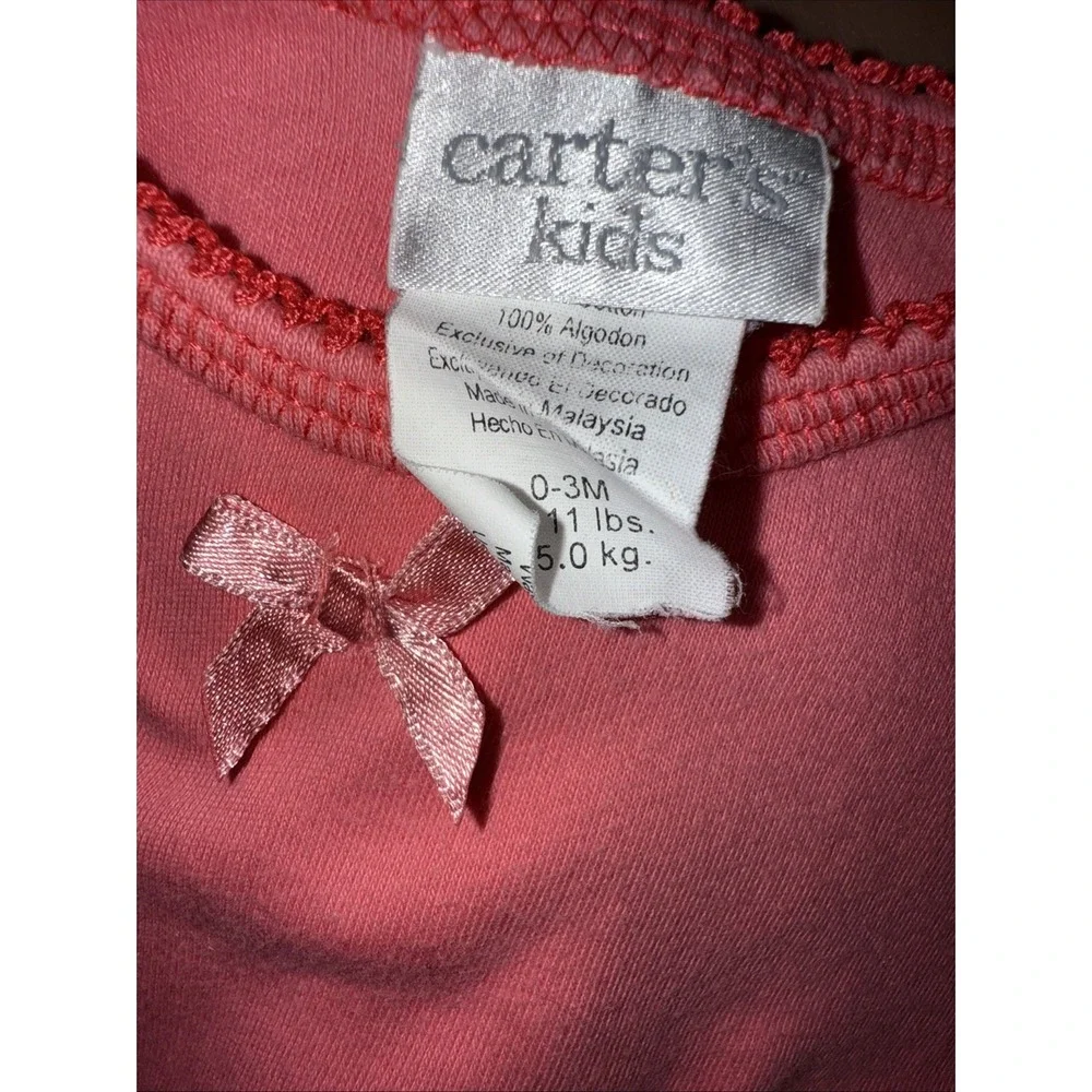 Vtg Carter's Kids‎ Girls Sz 0-3 M Coral S/S Romper with Embroidered Butterflies